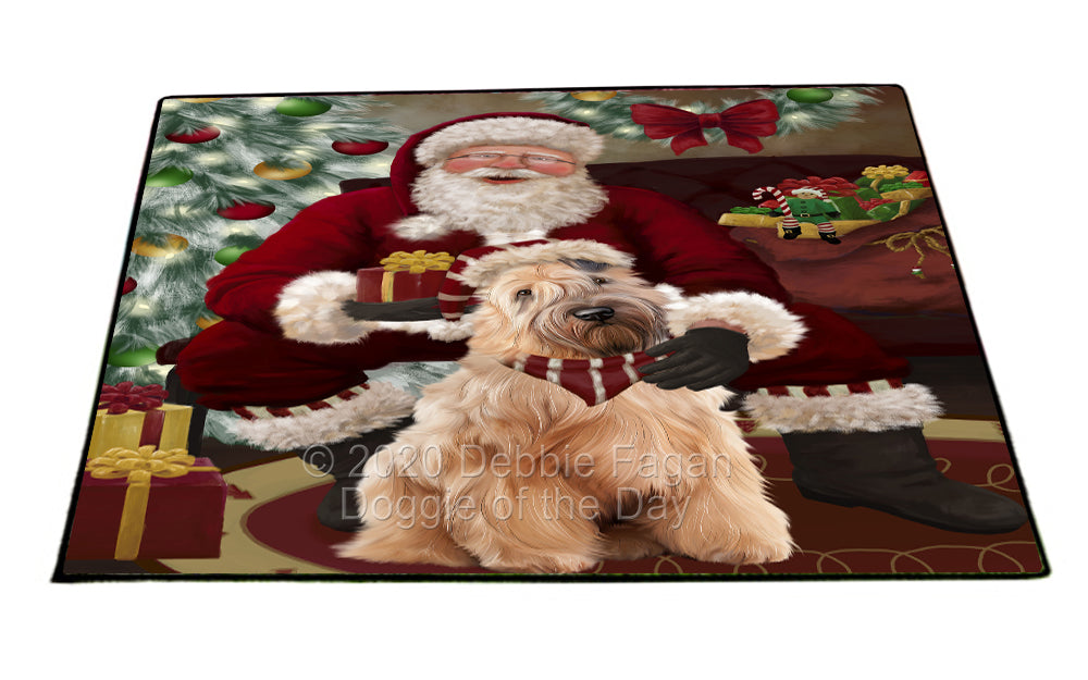 Santa's Christmas Surprise Wheaten Terrier Dog Indoor/Outdoor Welcome Floormat - Premium Quality Washable Anti-Slip Doormat Rug FLMS57619