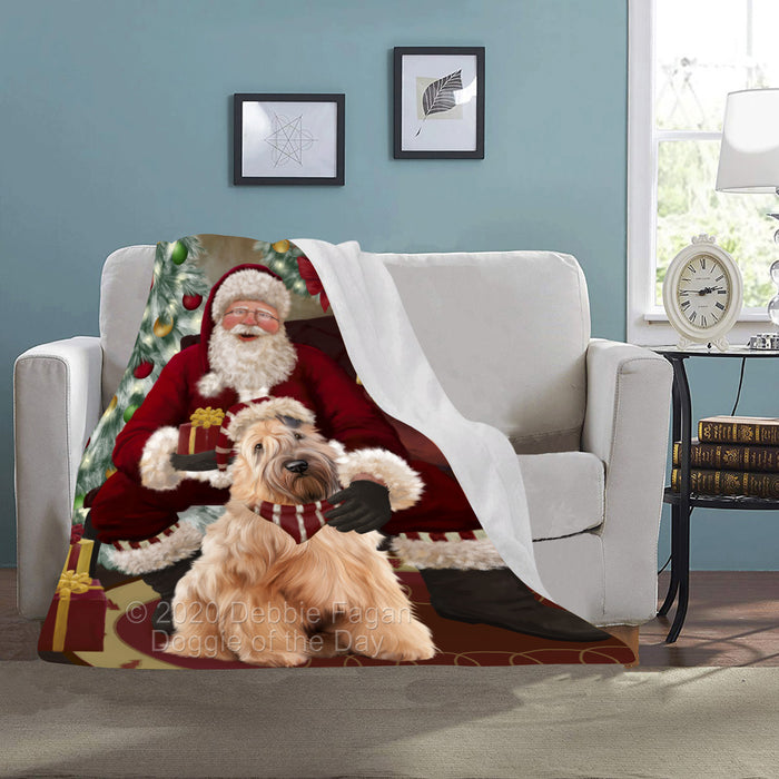 Santa's Christmas Surprise Wheaten Terrier Dog Blanket BLNKT142498
