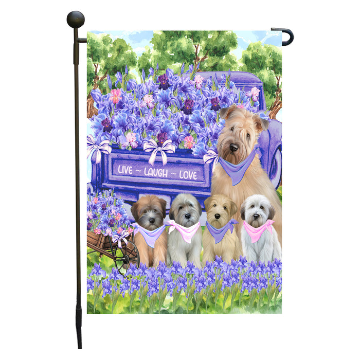Wheaten Terrier Dogs Garden Flag for Dog and Pet Lovers, Explore a Variety of Designs, Custom, Personalized, Weather Resistant, Double-Sided, Outdoor Garden Yard Decoration