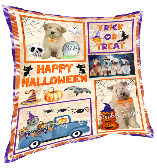 Happy Halloween Trick or Treat Wheaten Terrier Dogs Pillow with Top Quality High-Resolution Images - Ultra Soft Pet Pillows for Sleeping - Reversible & Comfort - Ideal Gift for Dog Lover - Cushion for Sofa Couch Bed - 100% Polyester