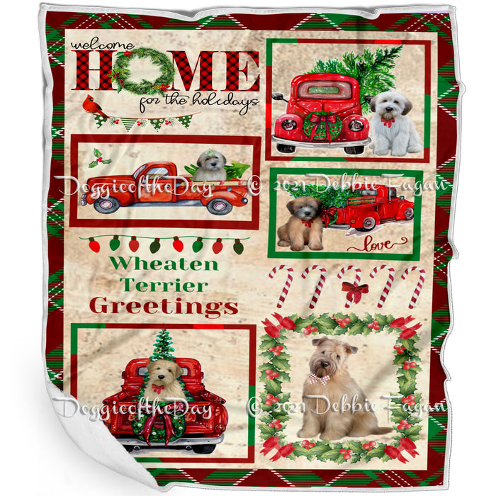 Welcome Home for Christmas Holidays Wheaten Terrier Dogs Blanket BLNKT72246