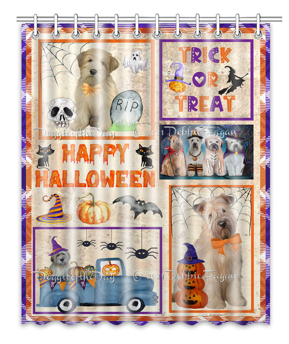 Happy Halloween Trick or Treat Wheaten Terrier Dogs Shower Curtain Bathroom Accessories Decor Bath Tub Screens