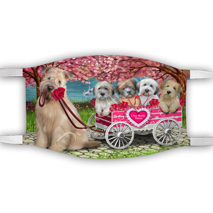 I Love Wheaten Terrier Dogs in a Cart Face Mask FM48198