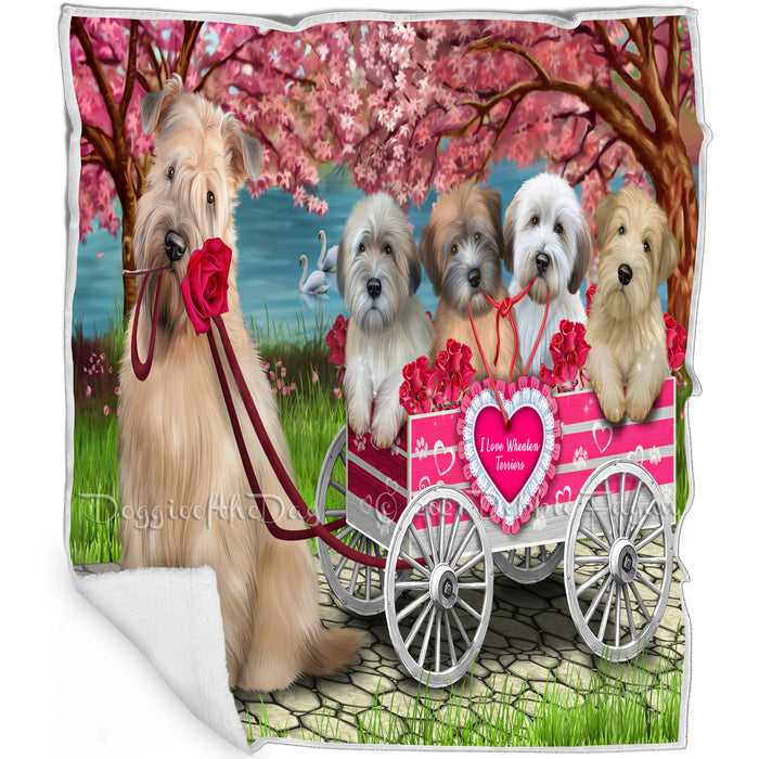 I Love Wheaten Terriers Dog Cat in a Cart Blanket BLNKT82137