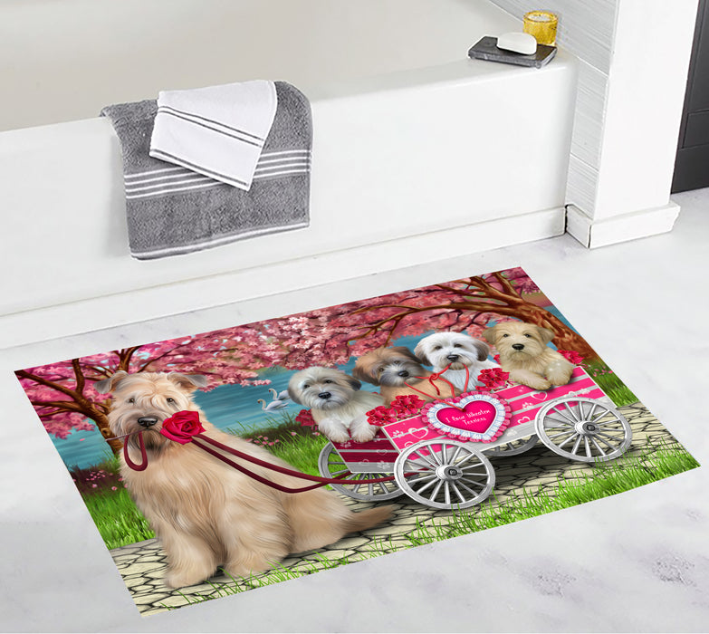 I Love Wheaten Terrier Dogs in a Cart Bath Mat