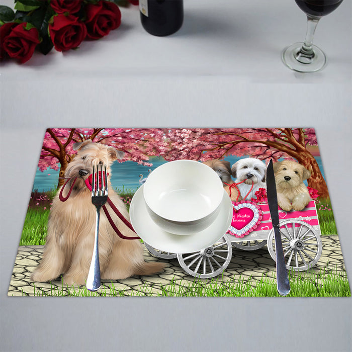 I Love Wheaten Terrier Dogs in a Cart Placemat