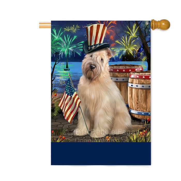 Personalized 4th of July Firework Wheaten Terrier Dog Custom House Flag FLG-DOTD-A58214