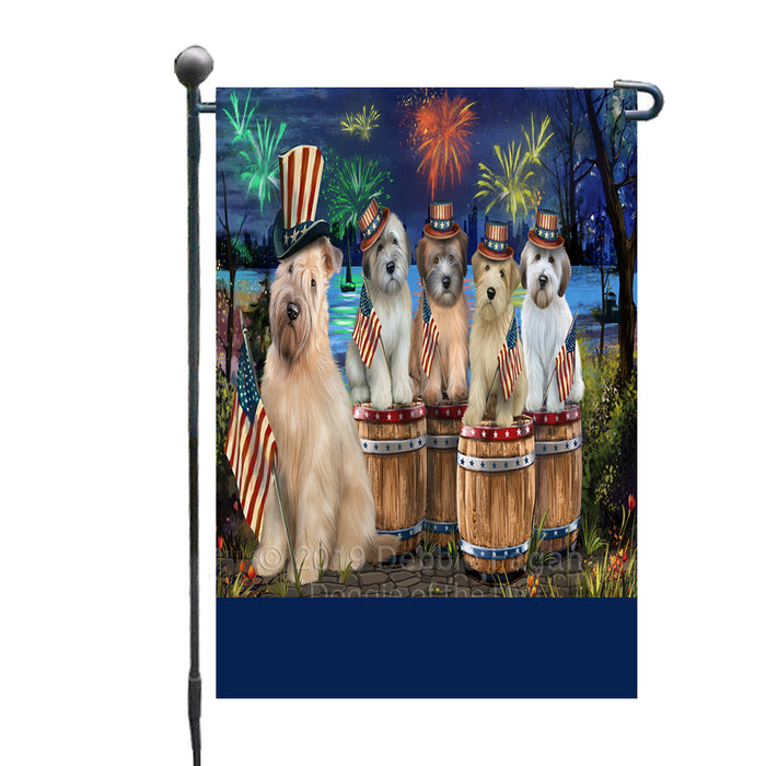 Personalized 4th of July Firework Wheaten Terrier Dogs Custom Garden Flags GFLG-DOTD-A58159