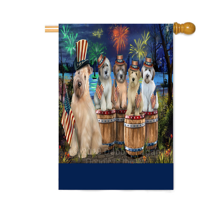 Personalized 4th of July Firework Wheaten Terrier Dogs Custom House Flag FLG-DOTD-A58215
