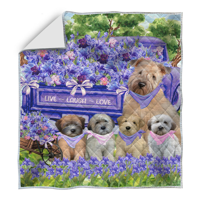 Wheaten Terrier Quilt, Explore a Variety of Bedding Designs, Bedspread Quilted Coverlet, Custom, Personalized, Pet Gift for Dog Lovers