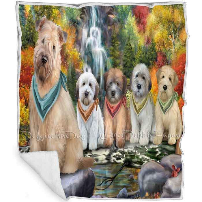 Scenic Waterfall Soft-Coated Wheaten Terrier Dog Blanket BLNKT67737