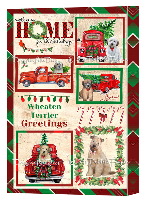 Welcome Home for Christmas Holidays Wheaten Terrier Dogs Canvas Wall Art Decor - Premium Quality Canvas Wall Art for Living Room Bedroom Home Office Decor Ready to Hang CVS150029