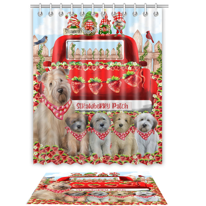 Wheaten Terrier Shower Curtain & Bath Mat Set, Custom, Explore a Variety of Designs, Personalized, Curtains with hooks and Rug Bathroom Decor, Halloween Gift for Dog Lovers