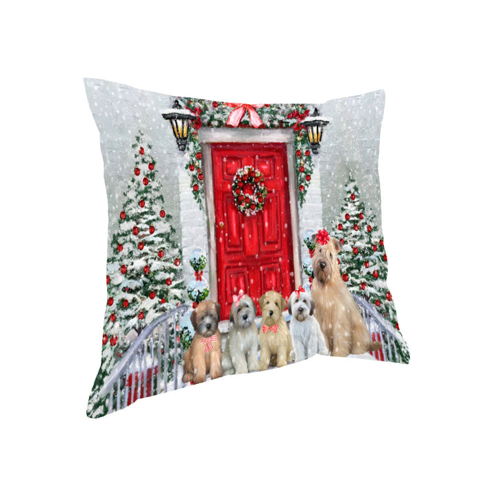 Christmas Holiday Welcome Wheaten Terrier Dogs Pillow with Top Quality High-Resolution Images - Ultra Soft Pet Pillows for Sleeping - Reversible & Comfort - Ideal Gift for Dog Lover - Cushion for Sofa Couch Bed - 100% Polyester