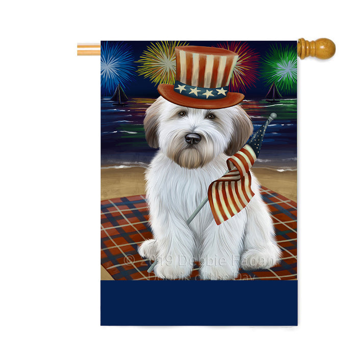 Personalized 4th of July Firework Wheaten Terrier Dog Custom House Flag FLG-DOTD-A58219