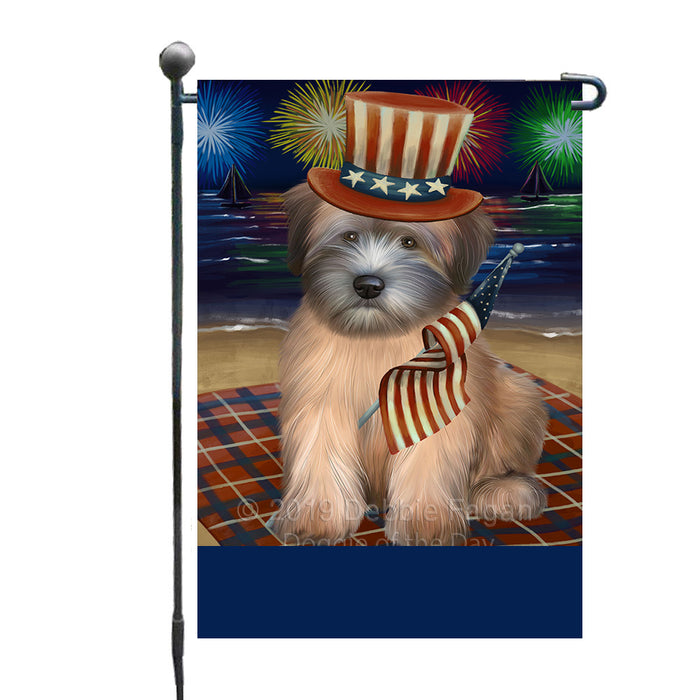 Personalized 4th of July Firework Wheaten Terrier Dog Custom Garden Flags GFLG-DOTD-A58162