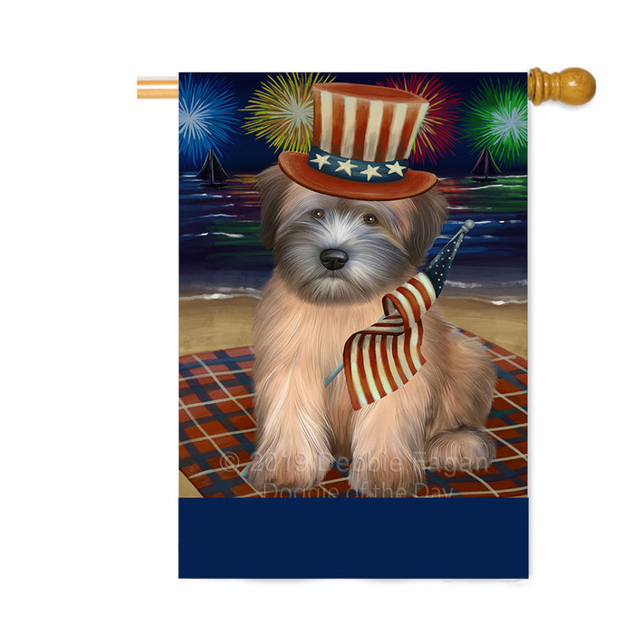 Personalized 4th of July Firework Wheaten Terrier Dog Custom House Flag FLG-DOTD-A58218