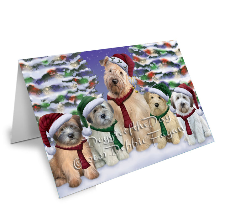 Christmas Family Portrait Wheaten Terrier Dog Handmade Artwork Assorted Pets Greeting Cards and Note Cards with Envelopes for All Occasions and Holiday Seasons