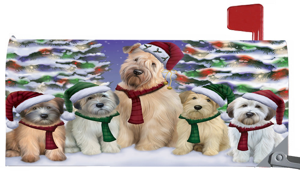 Magnetic Mailbox Cover Wheaten Terriers Dog Christmas Family Portrait in Holiday Scenic Background MBC48266