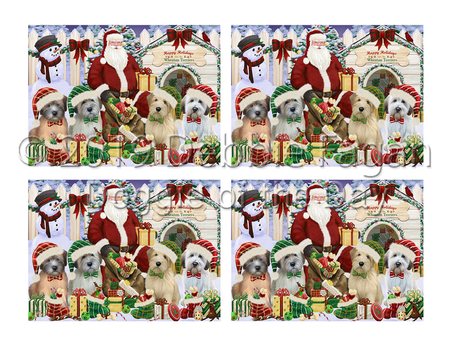 Happy Holidays Christmas Wheaten Terrier Dogs House Gathering Placemat