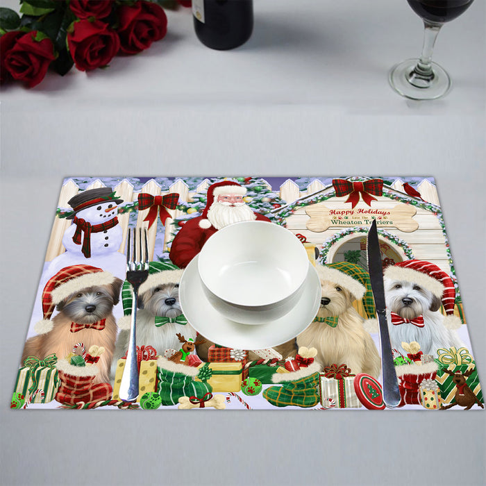 Happy Holidays Christmas Wheaten Terrier Dogs House Gathering Placemat