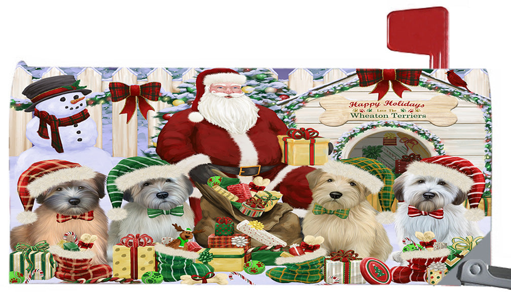 Happy Holidays Christmas Wheaton Terrier Dogs House Gathering 6.5 x 19 Inches Magnetic Mailbox Cover Post Box Cover Wraps Garden Yard Décor MBC48857