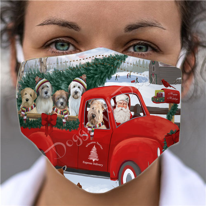 Christmas Santa Express Delivery Red Truck Wheaten Terrier Dogs Face Mask FM48487