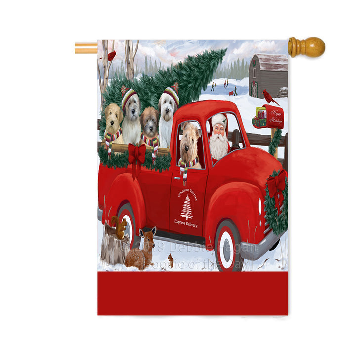 Personalized Christmas Santa Red Truck Express Delivery Wheaten Terrier Dogs Custom House Flag FLG-DOTD-A57751