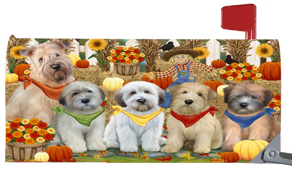 Fall Festive Harvest Time Gathering Wheaton Terrier Dogs 6.5 x 19 Inches Magnetic Mailbox Cover Post Box Cover Wraps Garden Yard Décor MBC49127