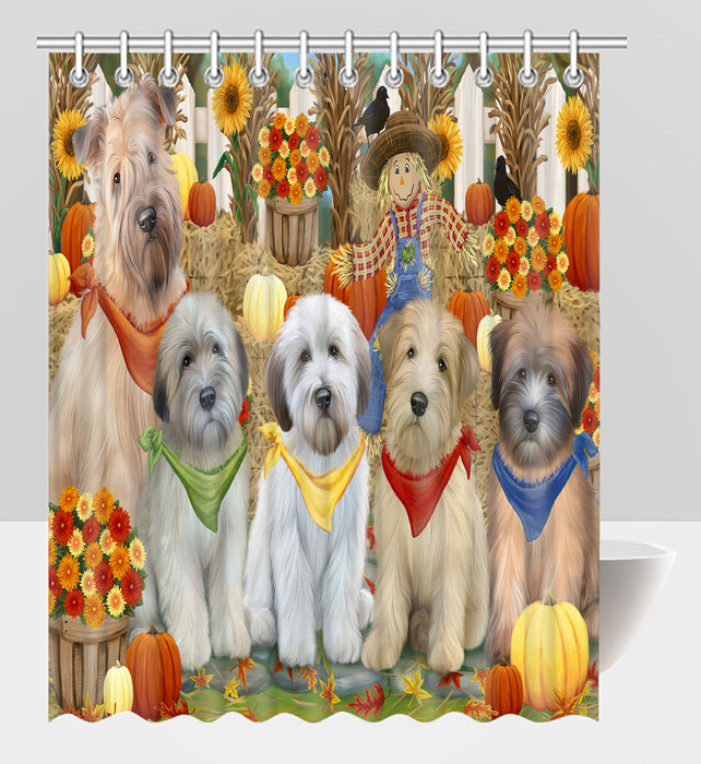 Fall Festive Harvest Time Gathering Wheaten Terrier Dogs Shower Curtain