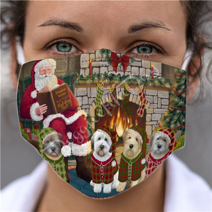 Christmas Cozy Holiday Fire Tails Wheaten Terrier Dogs Face Mask FM48681