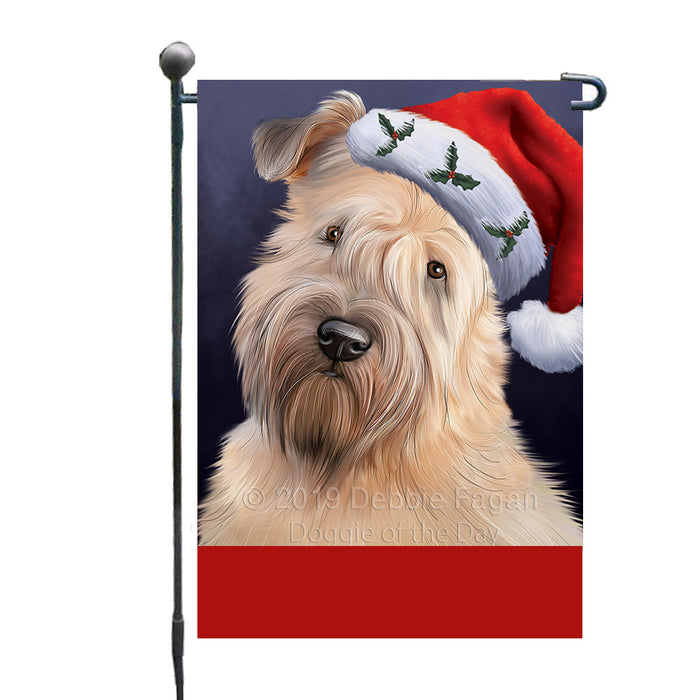 Personalized Christmas Holidays Wheaten Terrier Dog Wearing Santa Hat Portrait Head Custom Garden Flags GFLG-DOTD-A59868