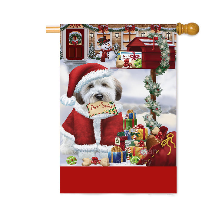 Personalized Happy Holidays Mailbox Wheaten Terrier Dog Christmas Custom House Flag FLG-DOTD-A60038