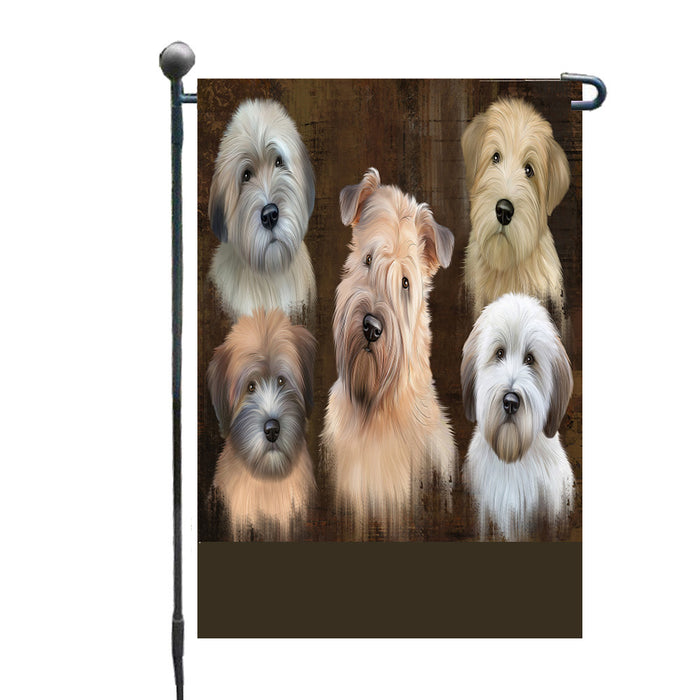 Personalized Rustic 5 Wheaten Terrier Dogs Custom Garden Flags GFLG-DOTD-A62578