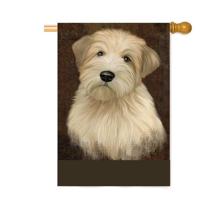 Personalized Rustic Wheaten Terrier Dog Custom House Flag FLG64745