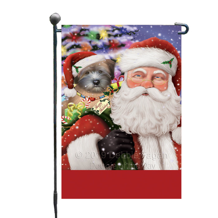 Personalized Santa Carrying Wheaten Terrier Dog and Christmas Presents Custom Garden Flag GFLG63863