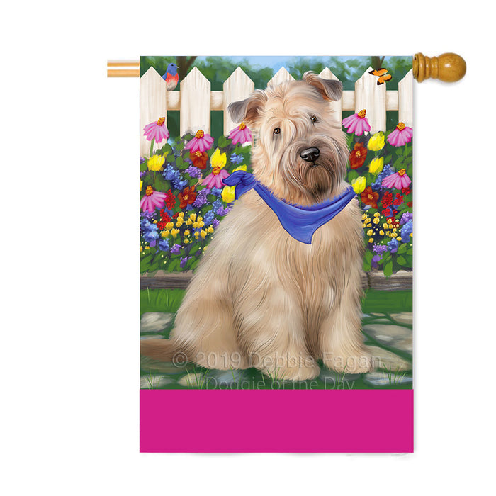 Personalized Spring Floral Wheaten Terrier Dog Custom House Flag FLG-DOTD-A63097