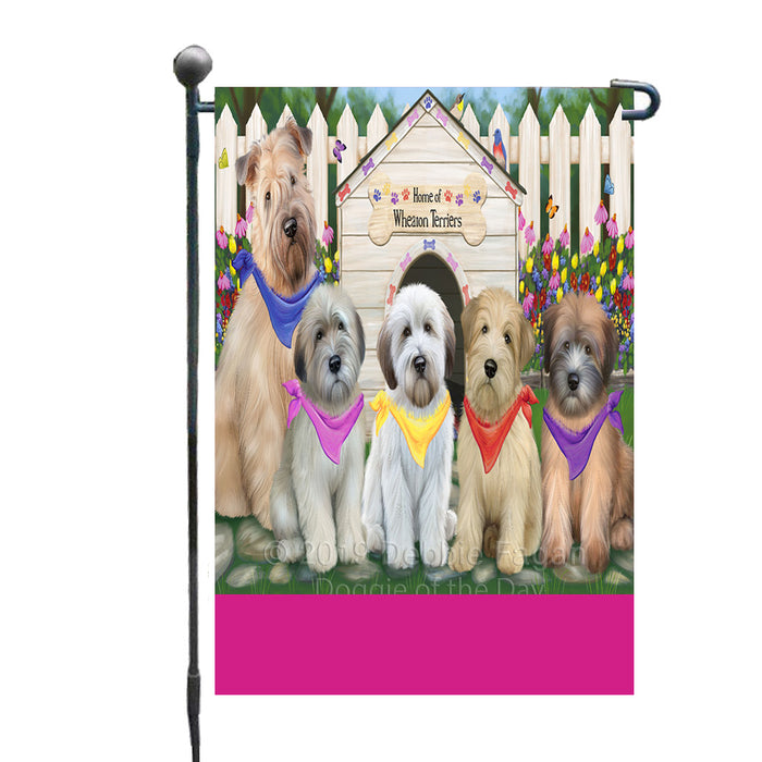 Personalized Spring Dog House Wheaten Terrier Dogs Custom Garden Flags GFLG-DOTD-A63042