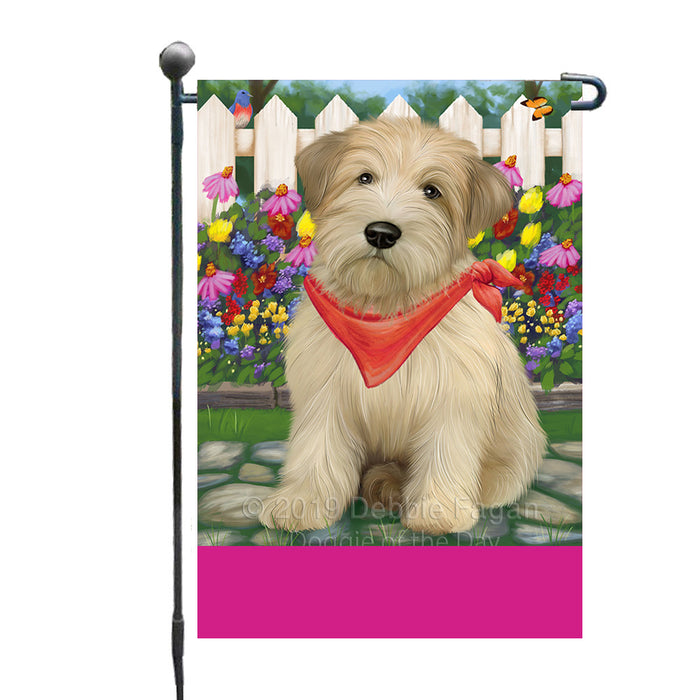 Personalized Spring Floral Wheaten Terrier Dog Custom Garden Flags GFLG-DOTD-A63043