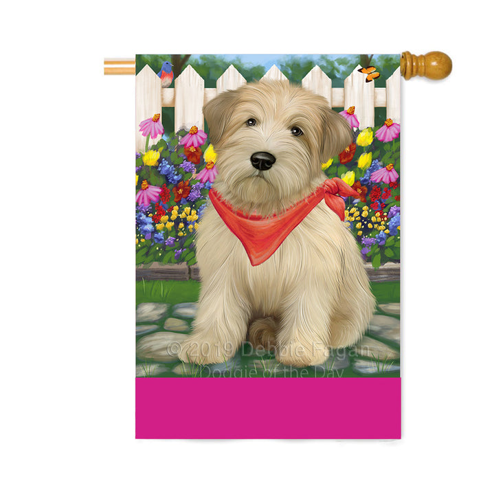 Personalized Spring Floral Wheaten Terrier Dog Custom House Flag FLG-DOTD-A63099