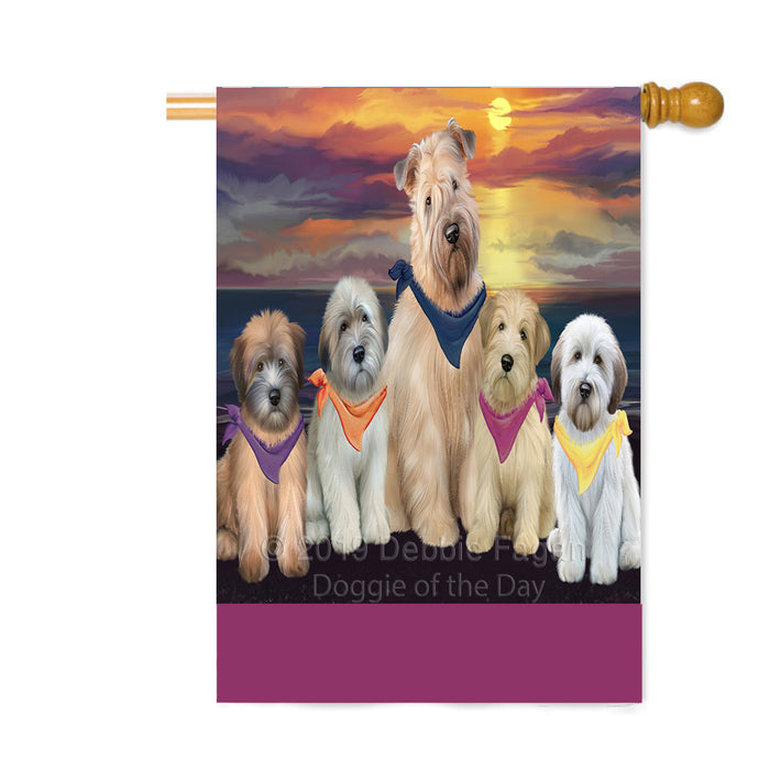 Personalized Family Sunset Portrait Wheaten Terrie Dogs Custom House Flag FLG-DOTD-A60699