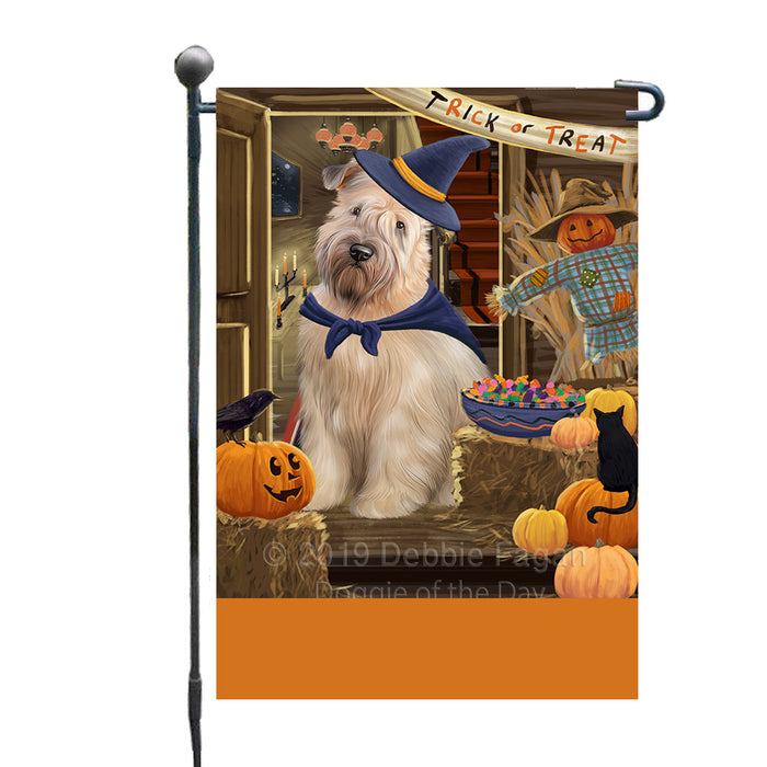Personalized Enter at Own Risk Trick or Treat Halloween Wheaten Terrier Dog Custom Garden Flags GFLG-DOTD-A59769