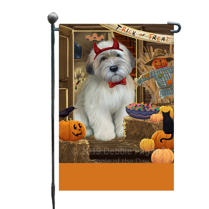 Personalized Enter at Own Risk Trick or Treat Halloween Wheaten Terrier Dog Custom Garden Flags GFLG-DOTD-A59772