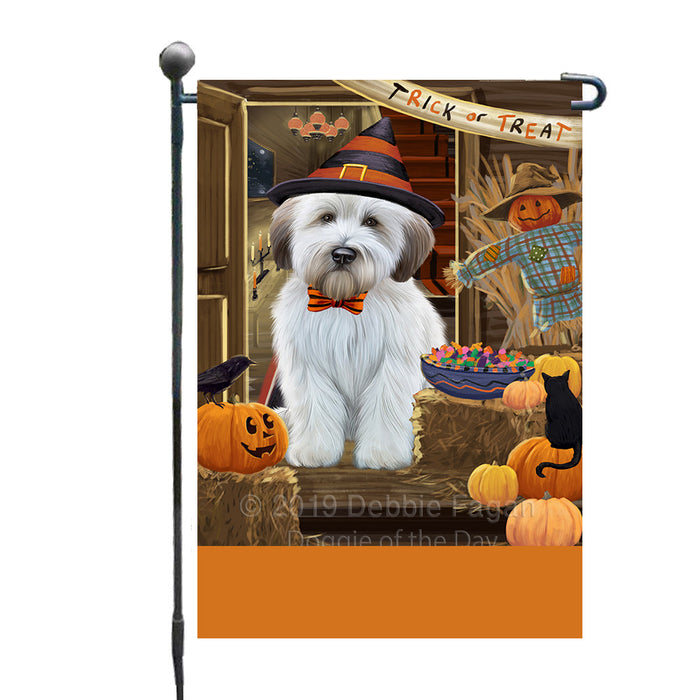 Personalized Enter at Own Risk Trick or Treat Halloween Wheaten Terrier Dog Custom Garden Flags GFLG-DOTD-A59773