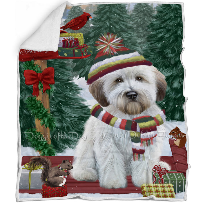 Merry Christmas Woodland Sled Wheaten Terrier Dog Blanket BLNKT115068