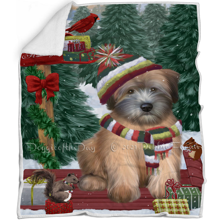 Merry Christmas Woodland Sled Wheaten Terrier Dog Blanket BLNKT115050
