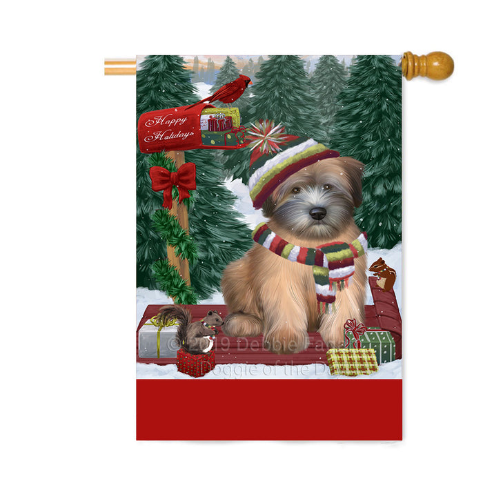 Personalized Merry Christmas Woodland Sled Wheaten Terrier Dog Custom House Flag FLG-DOTD-A61782