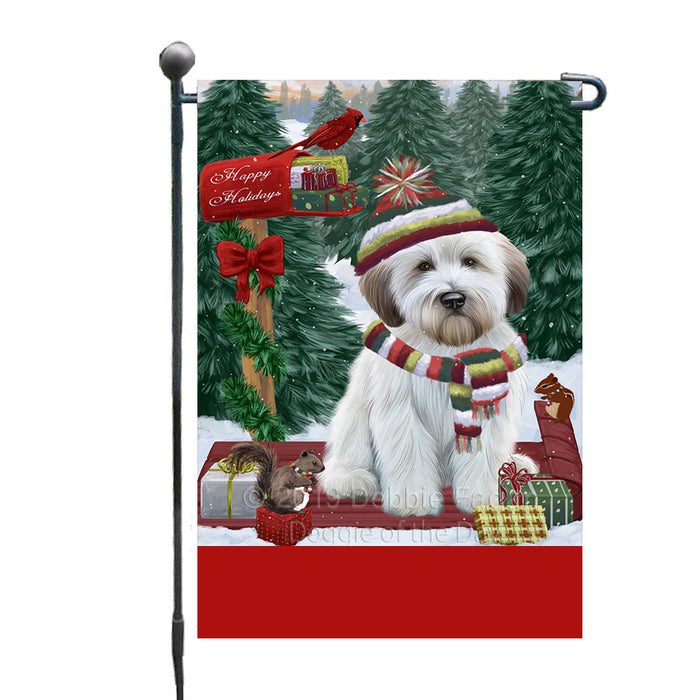 Personalized Merry Christmas Woodland Sled  Wheaten Terrier Dog Custom Garden Flags GFLG-DOTD-A61728