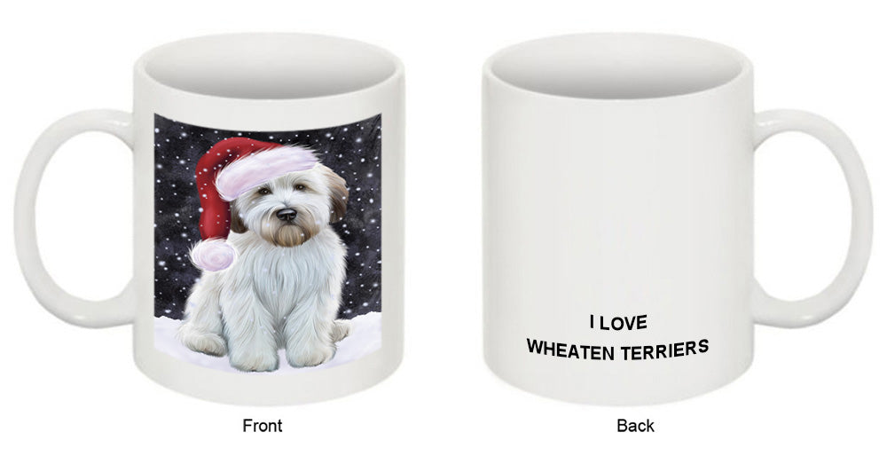 Let it Snow Christmas Holiday Wheaten Terrier Dog Wearing Santa Hat Coffee Mug MUG49730