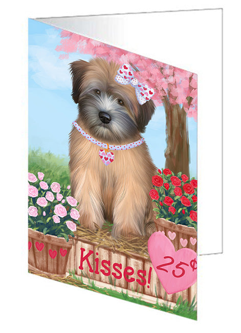 Rosie 25 Cent Kisses Wheaten Terrier Dog Handmade Artwork Assorted Pets Greeting Cards and Note Cards with Envelopes for All Occasions and Holiday Seasons GCD73310